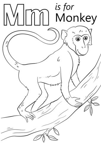 Letter M Is For Monkey Coloring Page